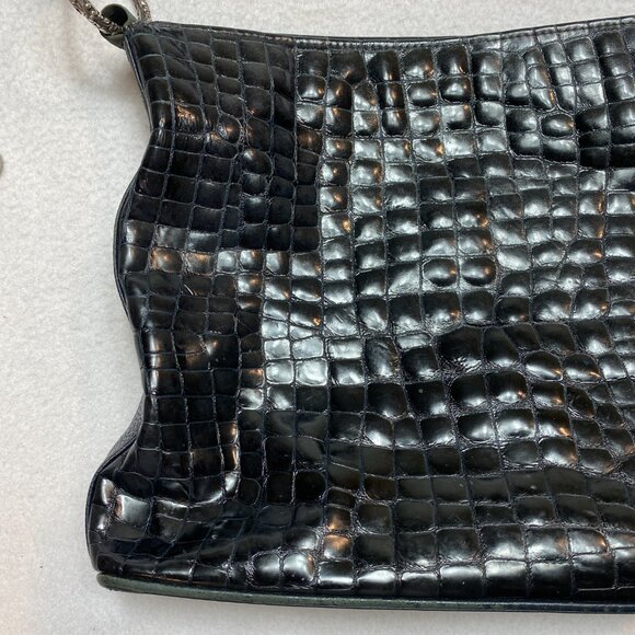 Brighton Shoulder Bag Black Cher Croc Embossed Patent Leather - Picture 3 of 14
